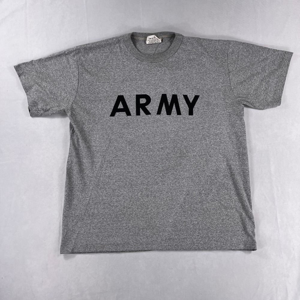 Unicor Army PFU Physical Fitness Uniform T-Shirt Vintage 90s Gray Men Large